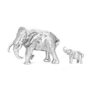 Elephant Mother & Calf Pewter Figurine Set