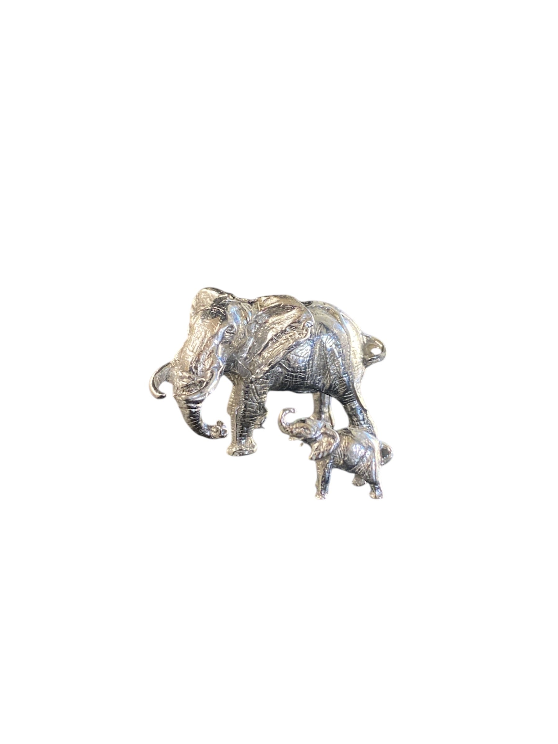 Elephant Mother & Calf Pewter Figurine Set