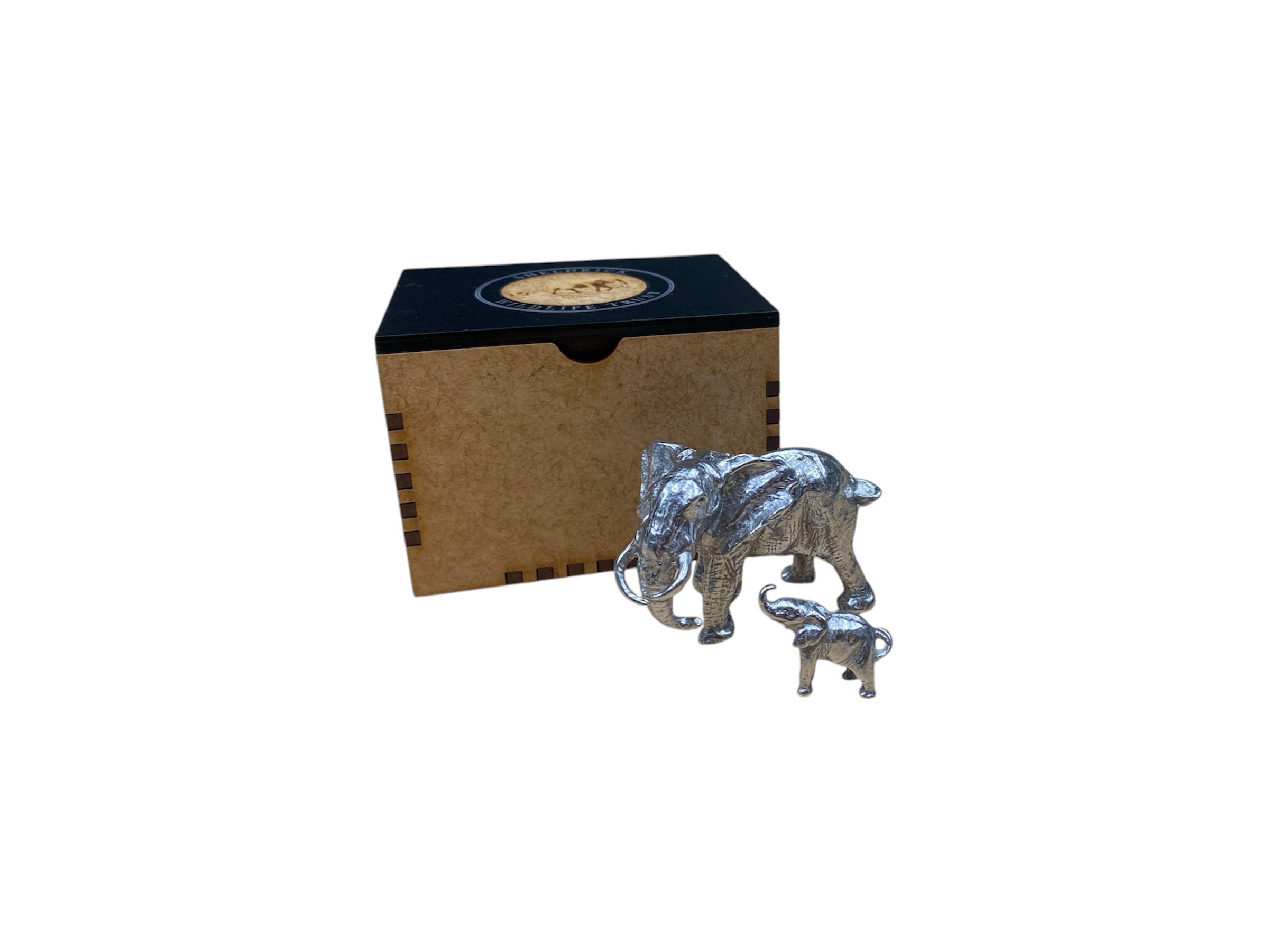 Elephant Mother & Calf Pewter Figurine Set