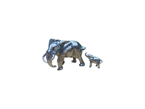 Elephant Mother & Calf Pewter Figurine Set