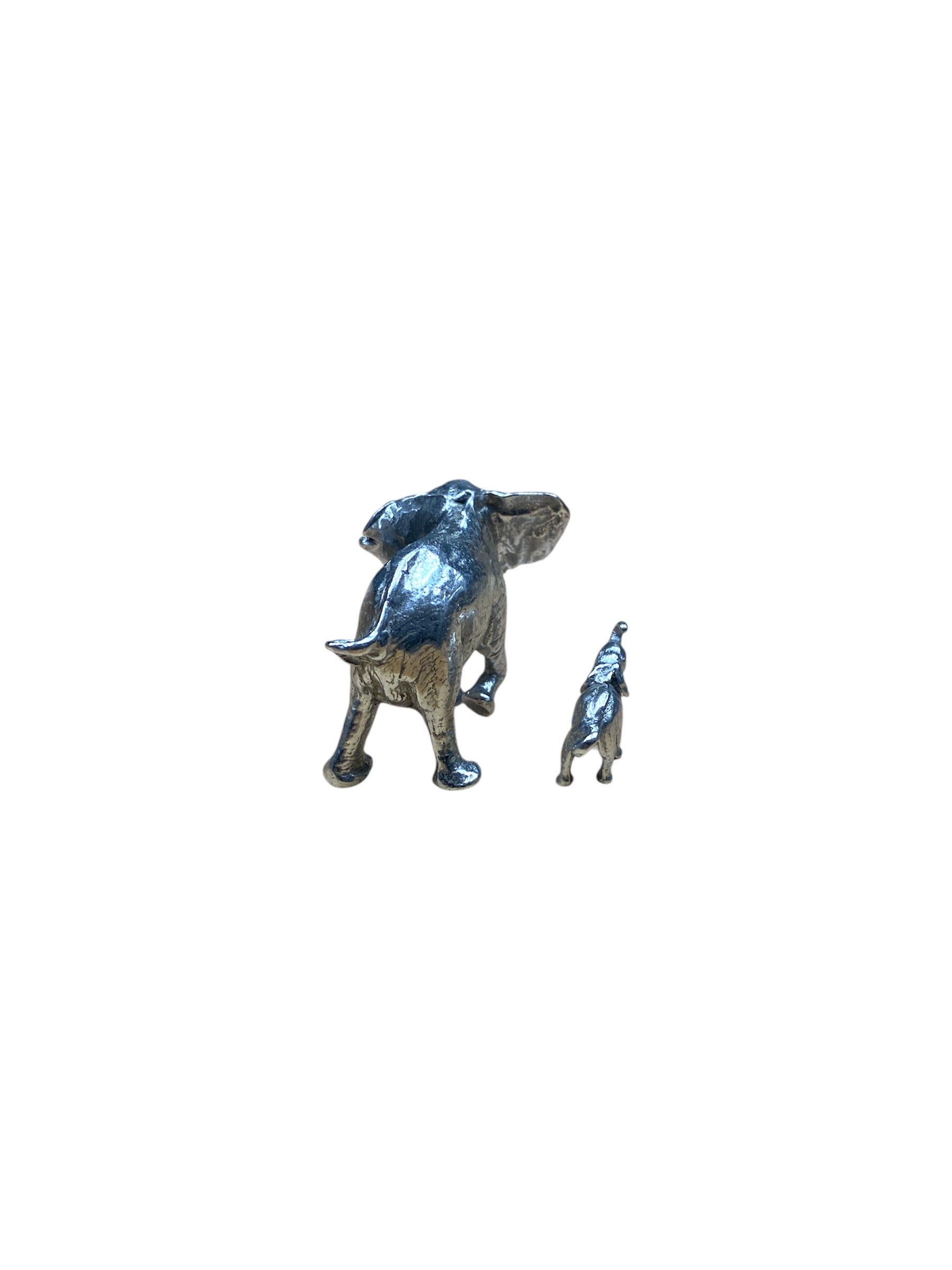 Elephant Mother & Calf Pewter Figurine Set