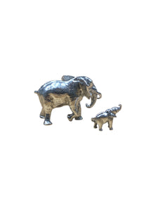 Elephant Mother & Calf Pewter Figurine Set