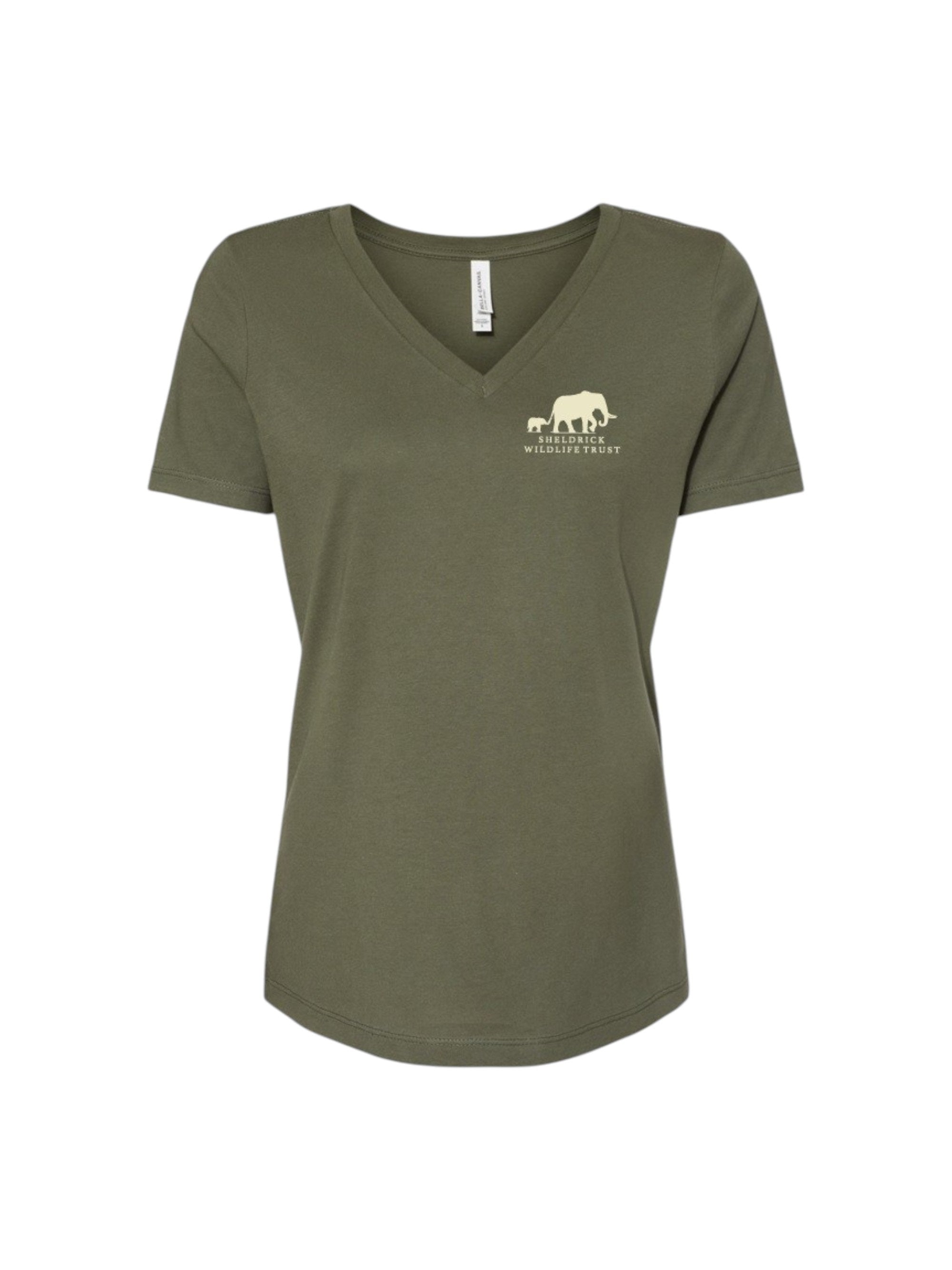 Ladies Green V-Neck Tee