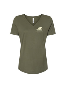 Ladies Green V-Neck Tee