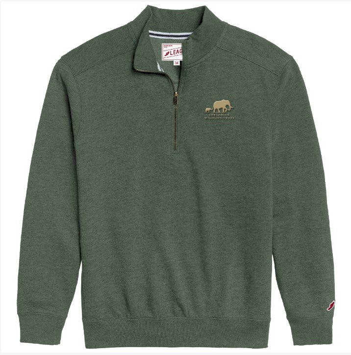 Dark Green Quarter Zip Embroidered Sweatshirt