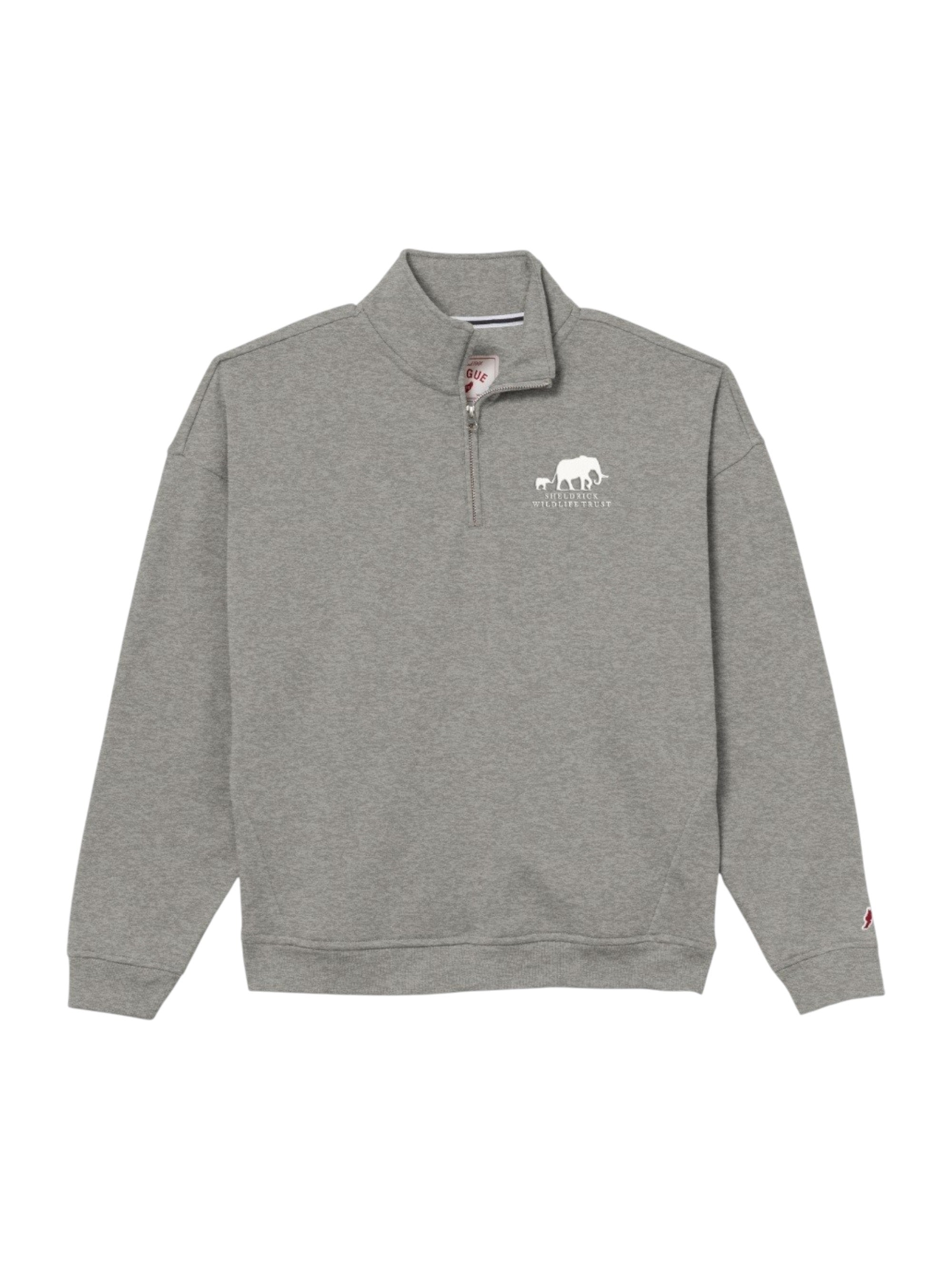 Ladies Quarter Zip Embroidered Sweatshirt- Heather Gray